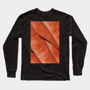 Brown Ornamental Leather Stripes, natural and ecological leather print #62 Long Sleeve T-Shirt